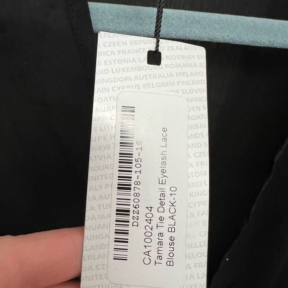 NWT tie detail eyelash lace trim top in black - Picture 5 of 7